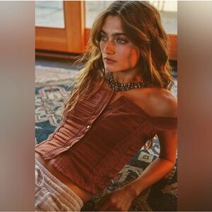 FREE PEOPLE Maggie Lace Tank Top size L. Large.  Coconut Shell color NEW NWT!